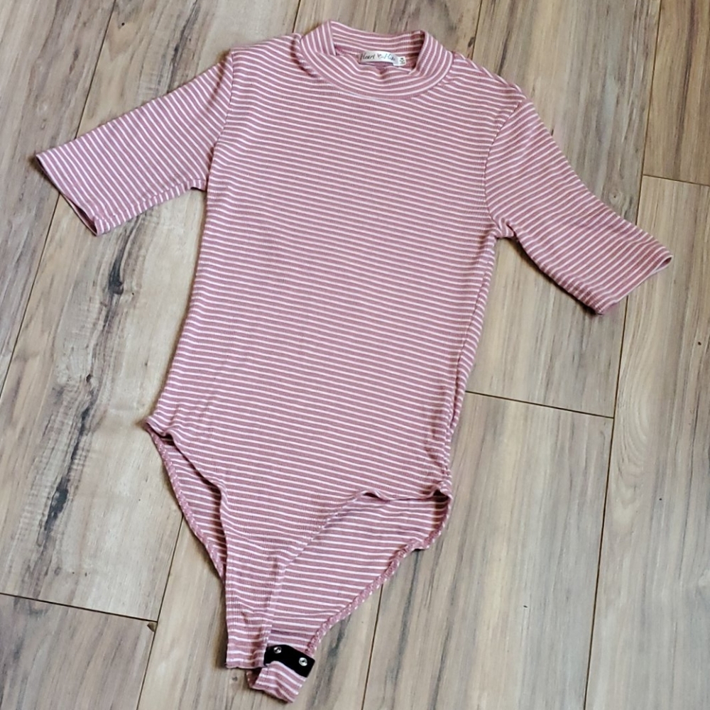 Heart Hips Pink & White Stripped Bodysuit
